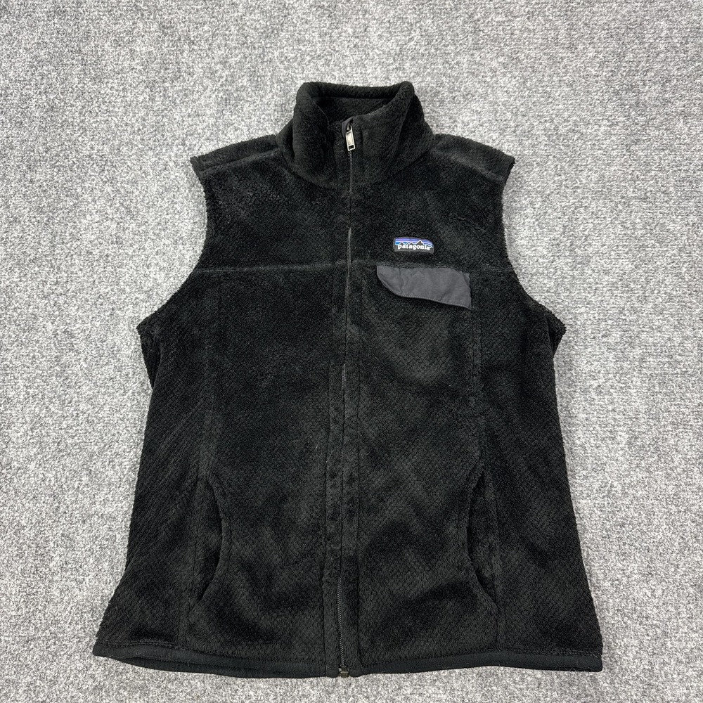 Patagonia Vest Womens Medium Black Fleece Full Zip Pockets Outdoor STY25545SP16